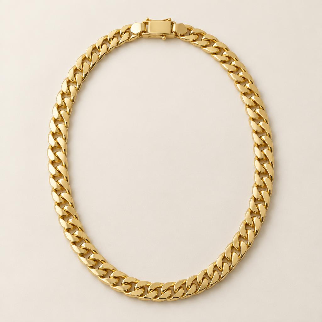 Illustrative yellow gold curb-link chain